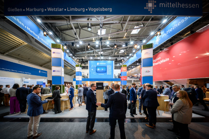 Der Gemeinschafsstand Mittelhessen auf der EXPO REAL 2024 (Foto: Tim Lochmüller)