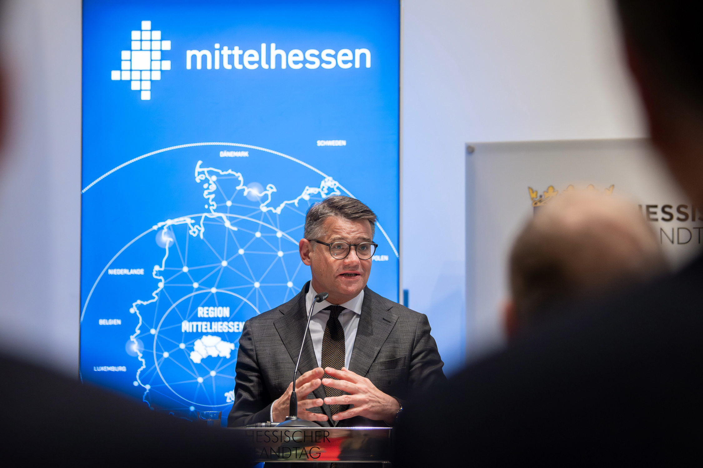 Ministerpräsidenten Boris Rhein beim Mittelhessenabend 2024 im Hessischen Landtag in Wiesbaden (Foto: Hessische Staatskanzlei) 